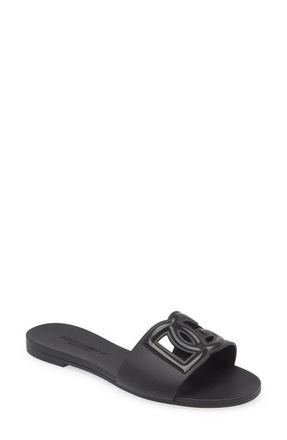 Dolce & Gabbana Bianca Interlock Slide Sandal in Black at Nordstrom, Size 10Us