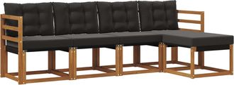 vidaXL Conjunto De Sof&aacute;s De Exterior 5 Uds. Natural Y Negro Vidaxl