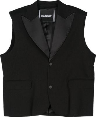 Frenken sleeveless blazer - women - Linen/Flax/Viscose/Elastane/Viscose/Cotton - 36 - Black