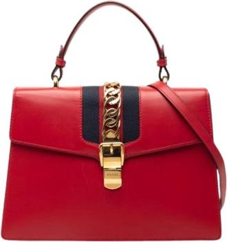 Gucci Pre-owned Handbags, female, Red, Size: ONE SIZE Pre-owned Sylvie Satchel