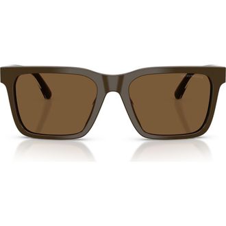 Emporio Armani 57mm Square Sunglasses in Shiny Brown /Brown at Nordstrom