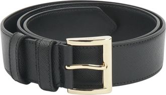 Prada Saffiano Leren Riem - Dames - Riemen - Zwart - 80 CM - Leer - Accessoires