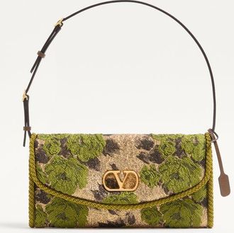 Valentino Garavani Borsa Piccola A Spalla Valentino Garavani DeVain In Tessuto Jacquard Lurex Donna ORO/VERDE UNI