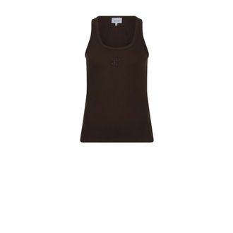 Dante6 Zora Scoopneck Logo Tanktop - Dames - Tops - Bruin - Maat: L Katoen
