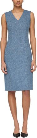 Lafayette 148 New York Plus V-Neck Sleeveless Wool & Silk-Blend Sheath Dress