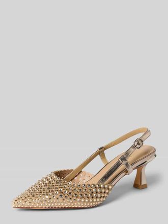 Alma En Pena Pumps mit Ziersteinbesatz in Gold, Gr&ouml;&szlig;e 36