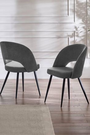 Julian Bowen Ella Curved Back Upholstered Dining Chair (Set of 2) in Dark Grey