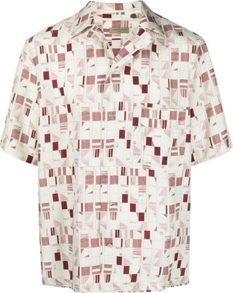 Corneliani geometric-pattern silk shirt - men - Silk - 39 - Neutrals