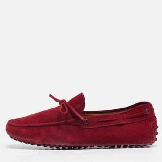 Tod's Tods Dark Red Suede Bow Loafers