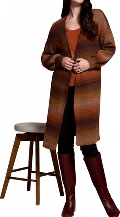 Tribal Long Sweater Cardigan In Dark Toffee