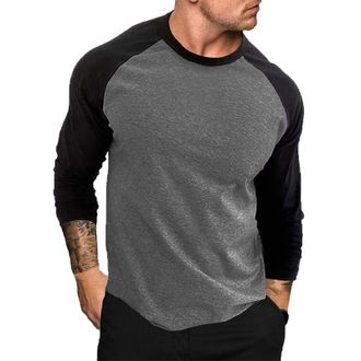 Generic Mens Long Sleeved T-Shirts UK Clearance Cotton Pullover Shirts Casual Crew Neck T-Shirt Comfortable Patchwork Tops Stretch Slim Fit Shirts Lightweight