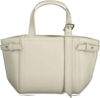 Calvin Klein Witte Dames Tas met Handvatten - Dames - Shoppers - Wit - ONE Size - Polyester - Tassen