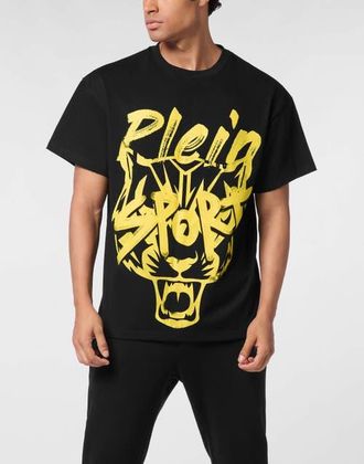 Plein Sport Round Neck T-Shirt Plein Sport Men in Black/yellow at Nordstrom, Size Xxx-Large