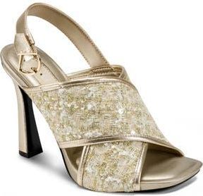 Karl Lagerfeld Colbie Sequin X-Band Sandal in Cream/Gold at Nordstrom Rack, Size 5.5