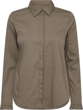 Mos Mosh Vrouwelijk overhemd met ruchedetails - Dames - Overhemden - Grijs - XL - Katoen - Overhemden