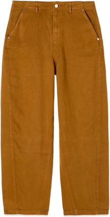 Oltre Cropped Tencel Satijnen Broek - Dames - Straight fit broeken - Bruin - 2XL - Satijn - Broeken