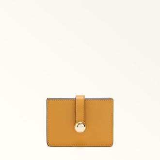 Furla Sfera Porta Carte Di Credito M Senape Pelle Di Vitello Morbida Donna