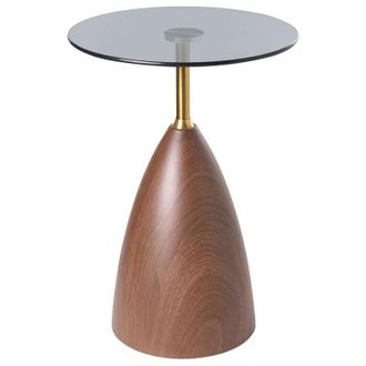 Beliani Side Table WALLIS Tempered Glass Brown/ Black