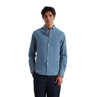 Farah Vintage Oxford-overhemd met lange mouwen en knoopsluiting voor heren (Krijtblauw)