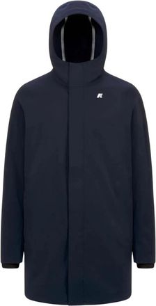 K-Way Blauwe Gebonden Jas Winddicht Waterafstotend - Heren - Mantel - Blauw - XL - Jassen