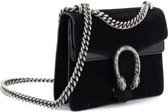 Gucci Borsa a spalla Dionysus mini in pelle scamosciata - Nero