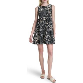 DKNY Commuter Sleeveless Swing Minidress in Black/Whitecap at Nordstrom Rack, Size 16