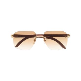 Cartier Sunglasses, male, Yellow, Size: 58 MM C D&eacute;cor Sunglasses