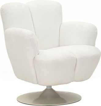 Mauro Ferretti Sill&oacute;n giratorio blanco de estilo retro, 86x77x92 cm