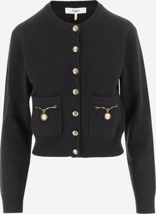 Chlo&eacute; Horse Medal Strickjacke aus Wolle und Kaschmir