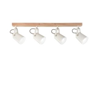 Luce-Ambiente-Design Apliques de metal blanco y madera con cuatro puntos de luz ajustables