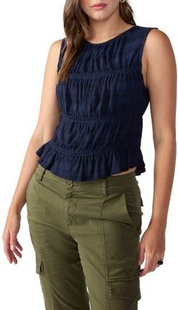 Sanctuary Shirred Sleeveless Top in Navy Refle at Nordstrom Rack, Size X-Small