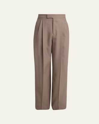 Valentino Garavani Mens Double-Pleated Wool Trousers