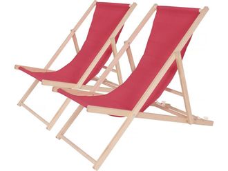 Habitat et Jardin Juego De 2 Tumbonas De Madera chilienne - 107 X 56,5 X 81 Cm - Rojo