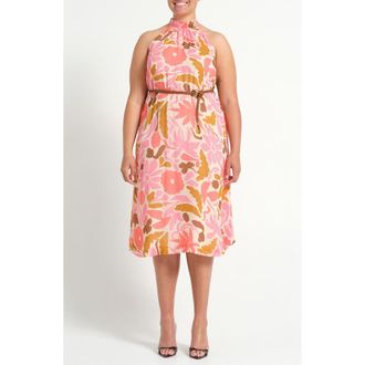 Estelle Luciana Floral Fit & Flare Midi Dress in Sepia Florals at Nordstrom, Size 18W