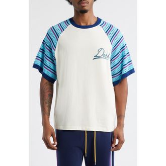 Diet Starts Monday Knit Sleeve Cotton Graphic T-Shirt in Cream/Blue at Nordstrom Rack, Size Medium