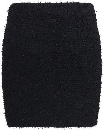 Balmain Tweed with Logo Buttons Mini Skirt - Black