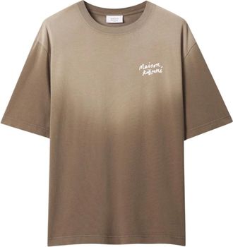 Maison Kitsun&eacute; Handwriting Faded Oversize Tee - Heren - T-shirts - Bruin - L - Katoen - Tops