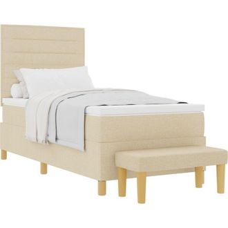 vidaXL Vidaxl Cama Con Somier Con Colch&oacute;n Y Banco Crema 90x200 Cm Tela
