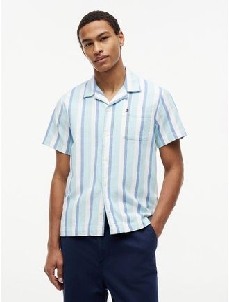 Tommy Hilfiger Mens Regular Fit Twill Camp Shirt - Blue - XXL