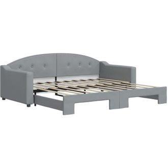 vidaXL Sof&aacute; Cama Nido Tela Gris Claro 90x190 Cm Vidaxl