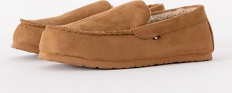 Tommy Hilfiger Mens Fleece Lined Slippers in Tan - Size UK 10.5