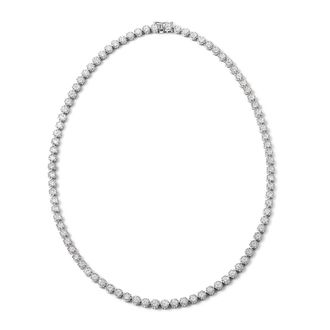 The Diamond Store 10.00ct Lab Diamond Cluster Tennis Necklace in 9K White Gold H/SI