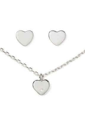 Kate Spade New York mini heart pendant necklace & stud gift set in Silver at Nordstrom