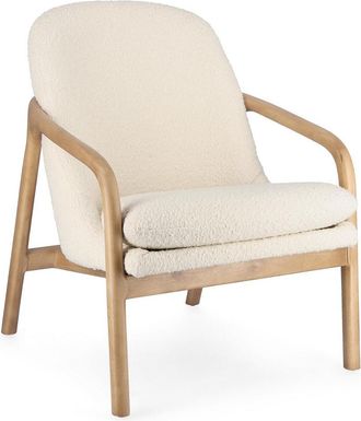 BIZZOTTO Massivholz Design Sessel Elaide, Bouclé Ecru