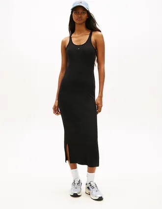 Tommy Hilfiger Womens Tommy Jeans Racerback Midi Tank Dress - Black - M