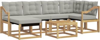 vidaXL Conjunto De Sof&aacute;s De Exterior 7 Uds. Blanco Y Gris Claro Vidaxl