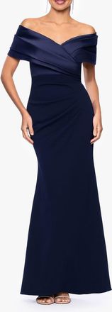 Betsy & Adam Off the Shoulder Scuba Crepe Gown. in Navy/navy at Nordstrom, Size 12