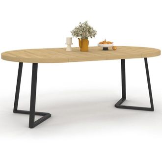 IDMarket Selma tavolo da pranzo rotondo allungabile 4-10 persone legno e nero 110-200 cm