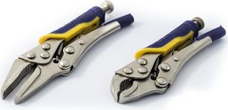 Trade Shop Trade Shop - Kit 2 Mini Pinze Pinza Grip Becco Curvo Lunga Morsetto Autobloccante A Scatto