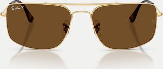 Ray-Ban Explorer III - Occhiali da sole squadrati color oro arista con lenti marroni polarizzate